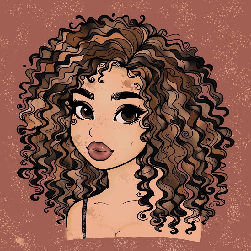 girl with curly hair realistic