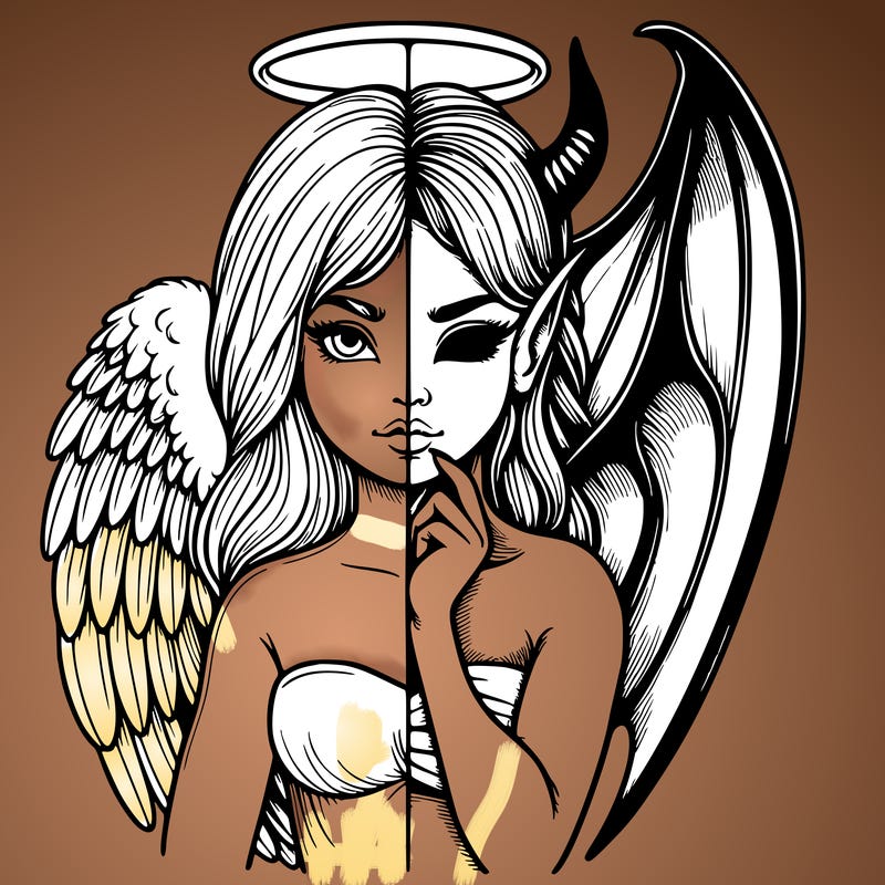 realistic angel half demon