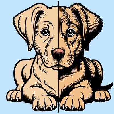 realistic dog split picture