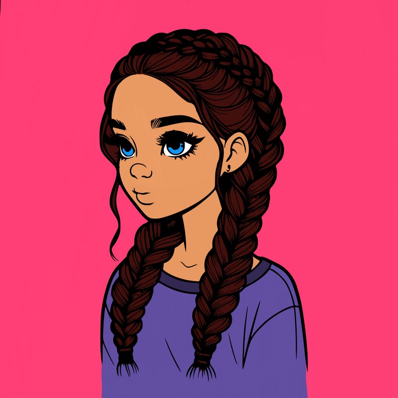 realistic girl with braids