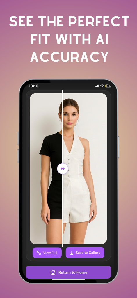 AI Clothes Changer - iCloth - A split screen showing a woman using the iCloth app to virtually compare two different outfits with AI technology