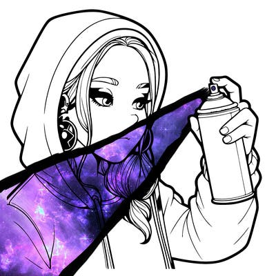 a realistic girl, spray painting