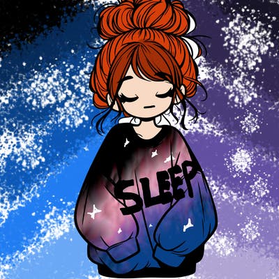 girl with baggy sweatshirt and messy bun