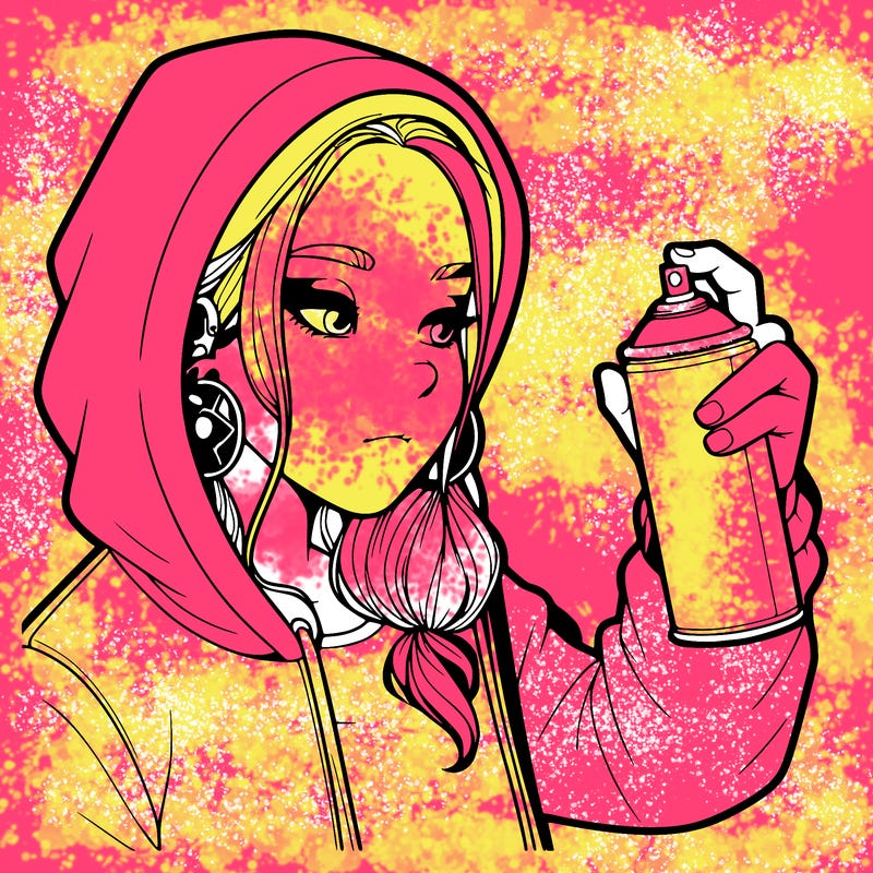 a realistic girl, spray painting