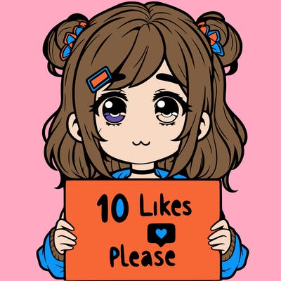 a girl with a sign saying 10 likes please