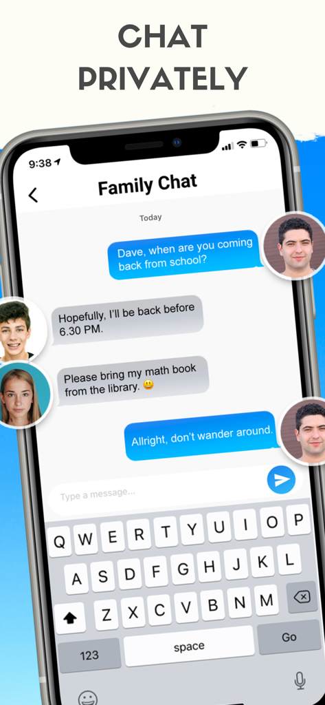 Find my Friends, Family Phone - Private family chat interface for secure messaging