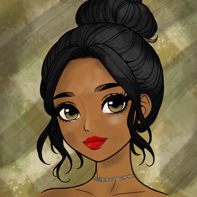 realistic pretty girl with hair in bun