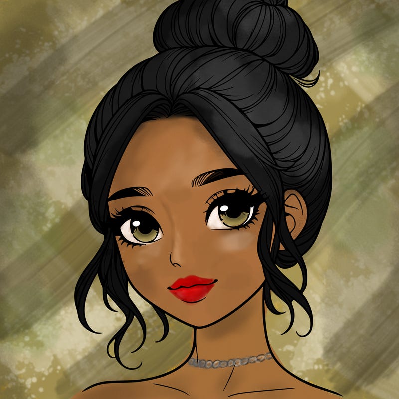 realistic pretty girl with hair in bun