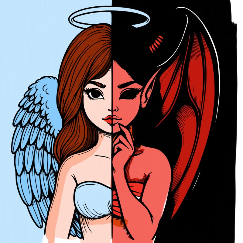 realistic angel half demon