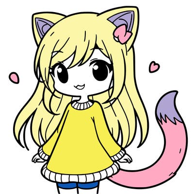 girl with cat ears and tail