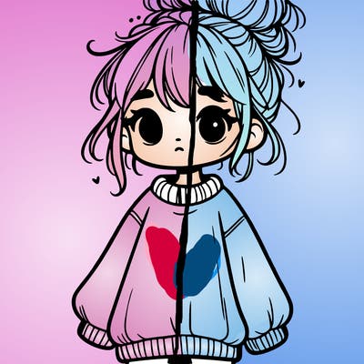 cute girl with baggy jumper and messy bun