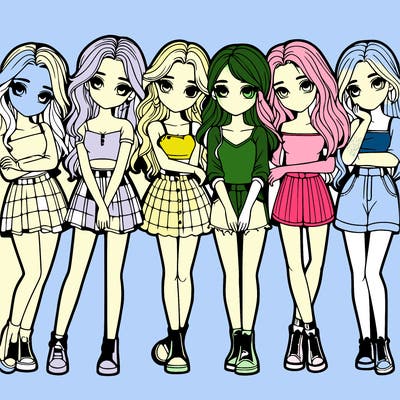 a group of girls realistic