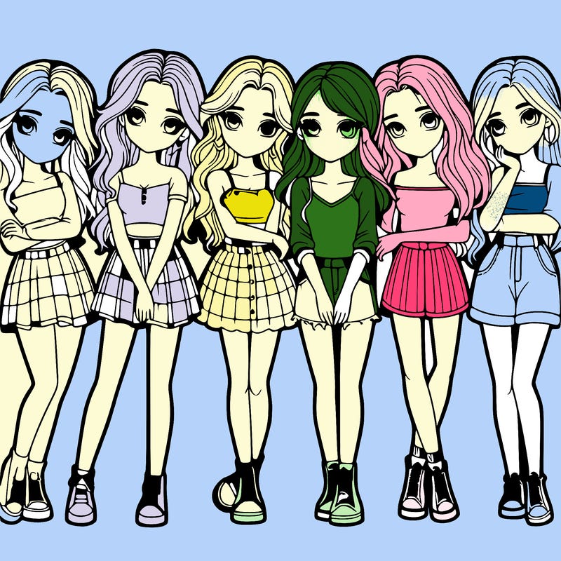 a group of girls realistic