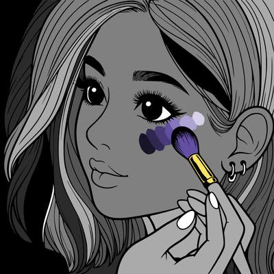 a realistic girl doing her makeup