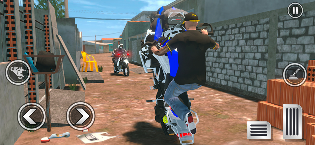 Moto Elite Bike Auto Brasil 3D - Una motocicleta haciendo un caballito en un entorno urbano brasileño en 3D