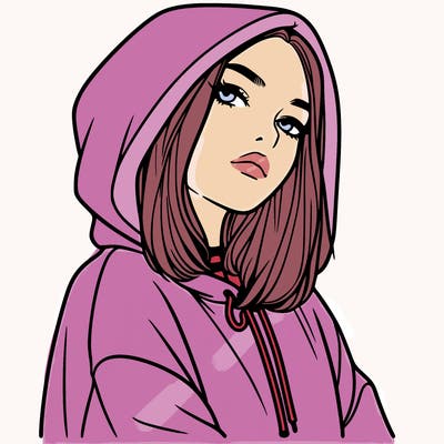 a realistic girl in a hoodie