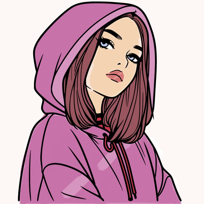 a realistic girl in a hoodie