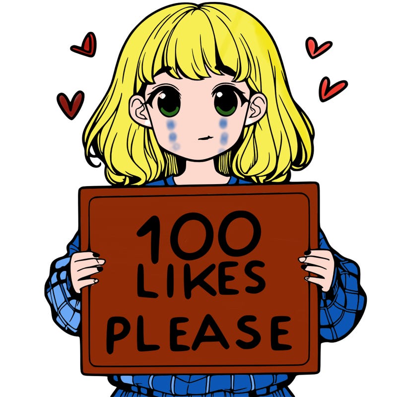 a girl holding a sign saying 100 likes please