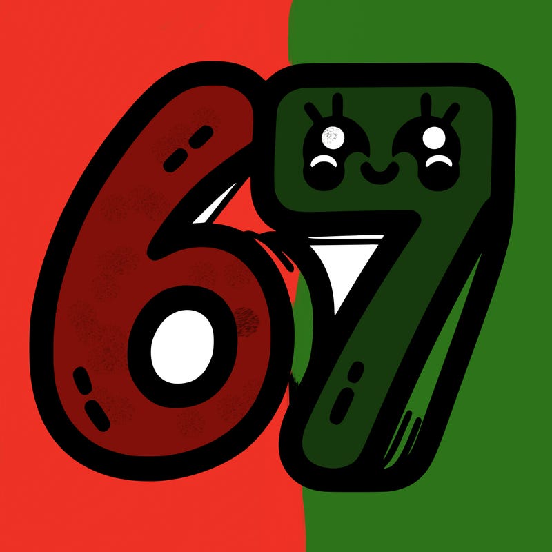 the numbers 67