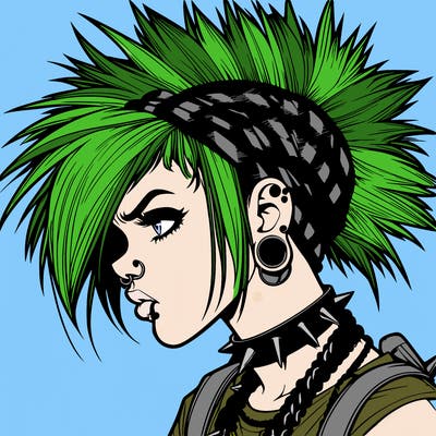 punk girl realistic style
