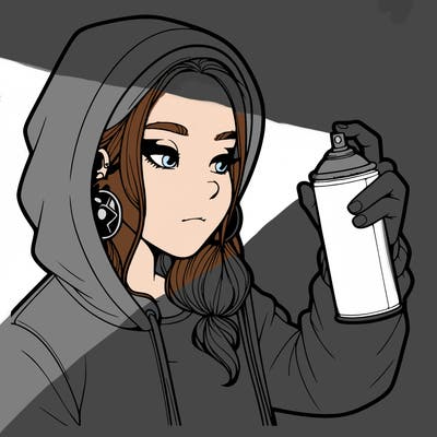 a realistic girl, spray painting