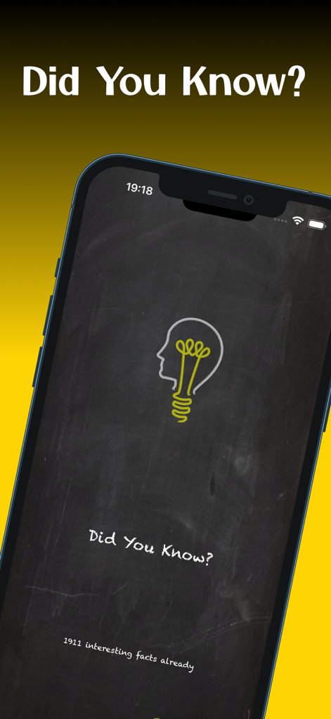 Pantalla de presentación de la app ¿Lo sabías? mostrando un icono de bombilla sobre una pizarra