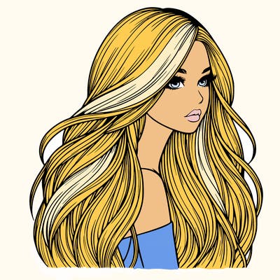 realistic girl with long realistic hair