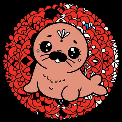 a cute baby seal mandala