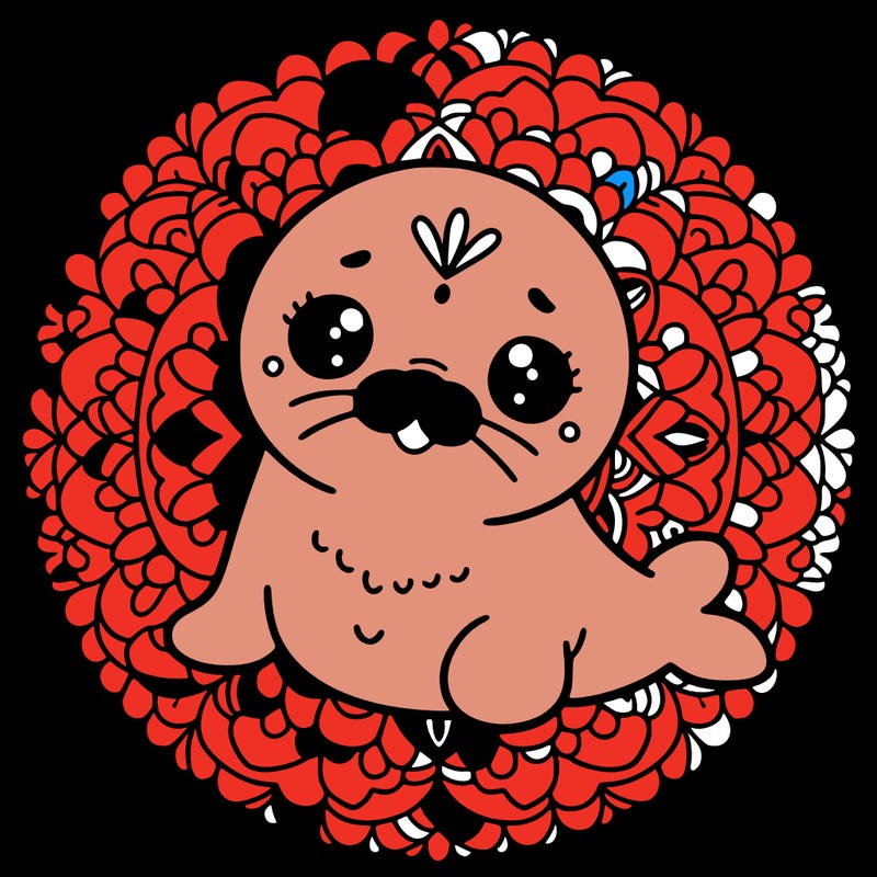 a cute baby seal mandala