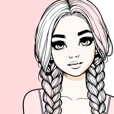 realistic girl with braids