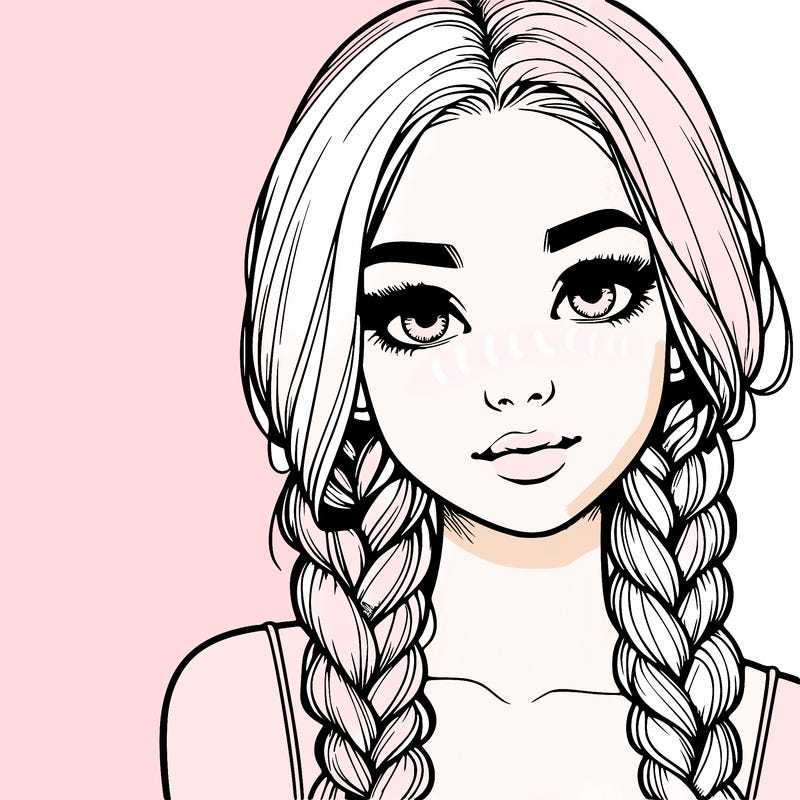 realistic girl with braids