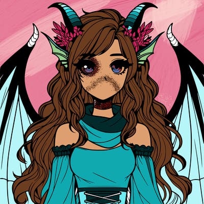 realistic girl with dragon wings horns and a tail