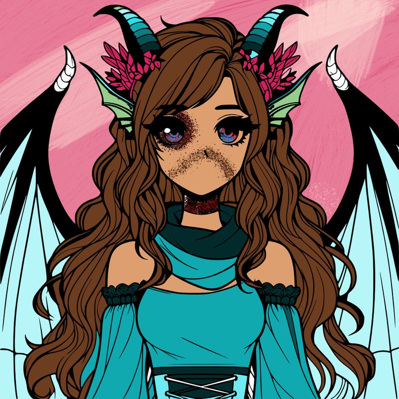 realistic girl with dragon wings horns and a tail