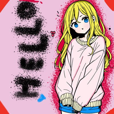 manga teen girl  in a sweater and baggy pants