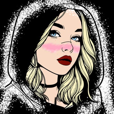 realistic girl with hood on