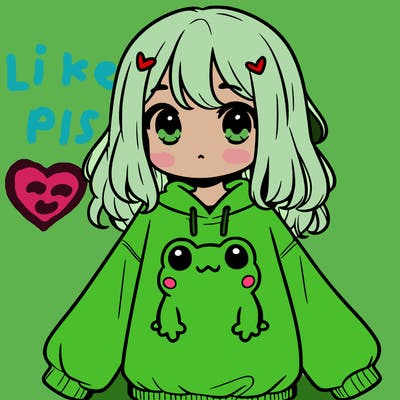 girl wearing frogging sweatshirt