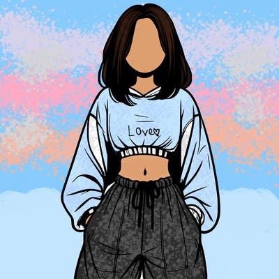 realistic girl faceless with baggy pants and a crop top