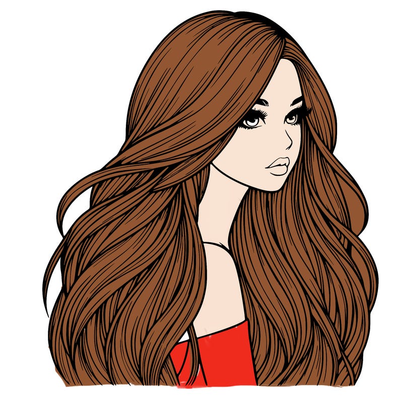 realistic girl with long realistic hair