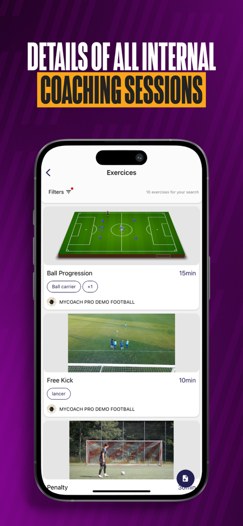 Opta Pro Hub - Opta Pro Hub interface displaying a list of soccer training drills and coaching sessions.