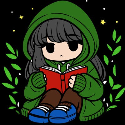 girl in oversized hoodie reading a book