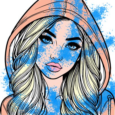 realistic beautiful girl with a hood on