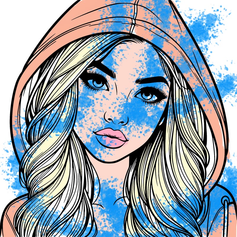 realistic beautiful girl with a hood on