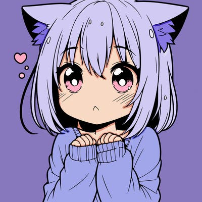 shy anime catgirl