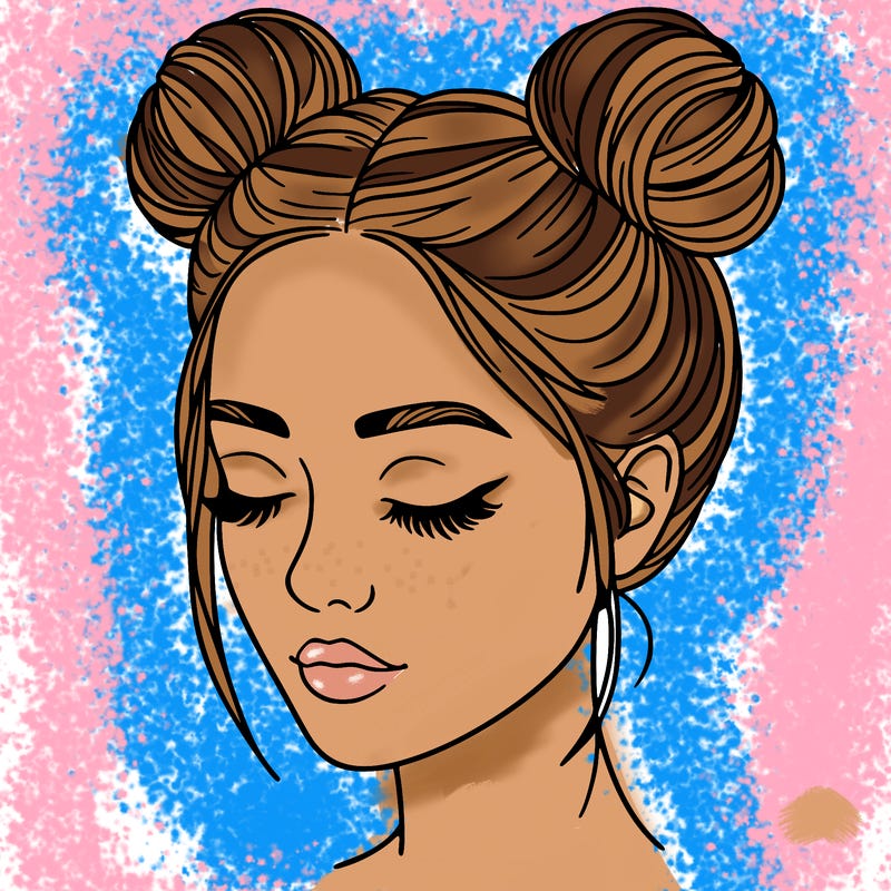 woman with hair buns