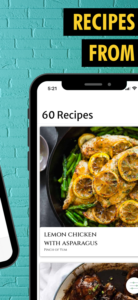 Half Lemons: Recipe Generator - Smartphone screen showing a lemon chicken recipe in the Half Lemons app