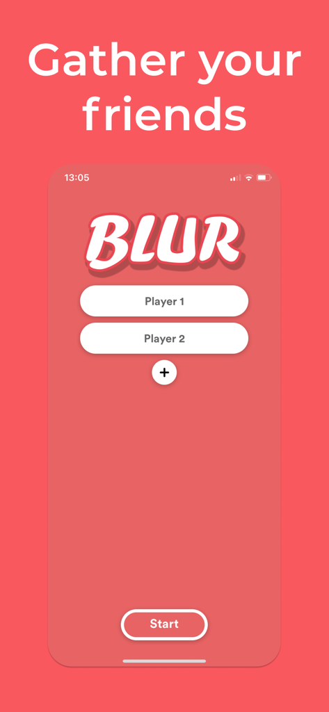 Blur – The Social Party Game - Blur social party game interface showing player name input fields and start button