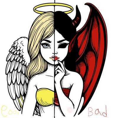 realistic angel half demon