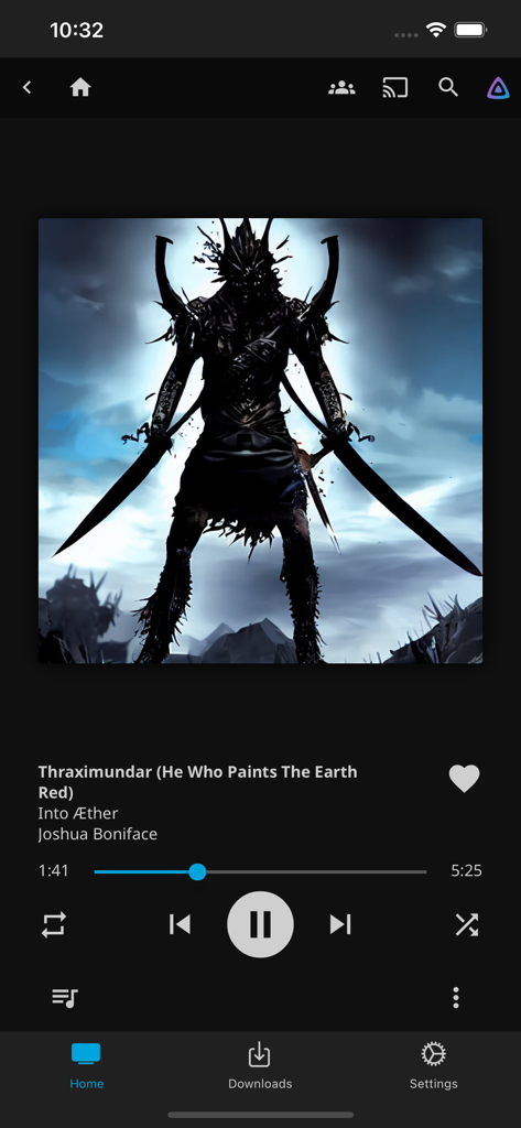 Interface du lecteur de musique Jellyfin Mobile affichant la pochette de l'album et les contrôles de lecture.