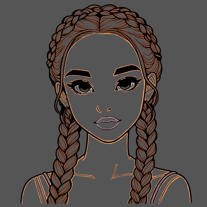 realistic girl with braids