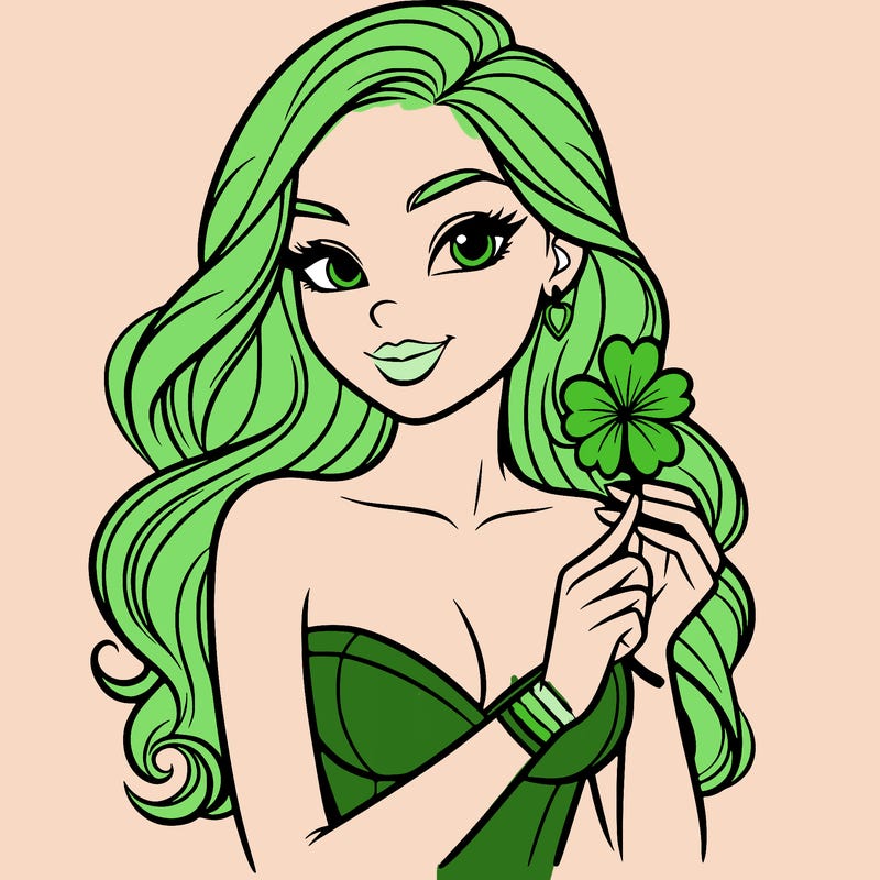 beautiful woman  carrying a clover